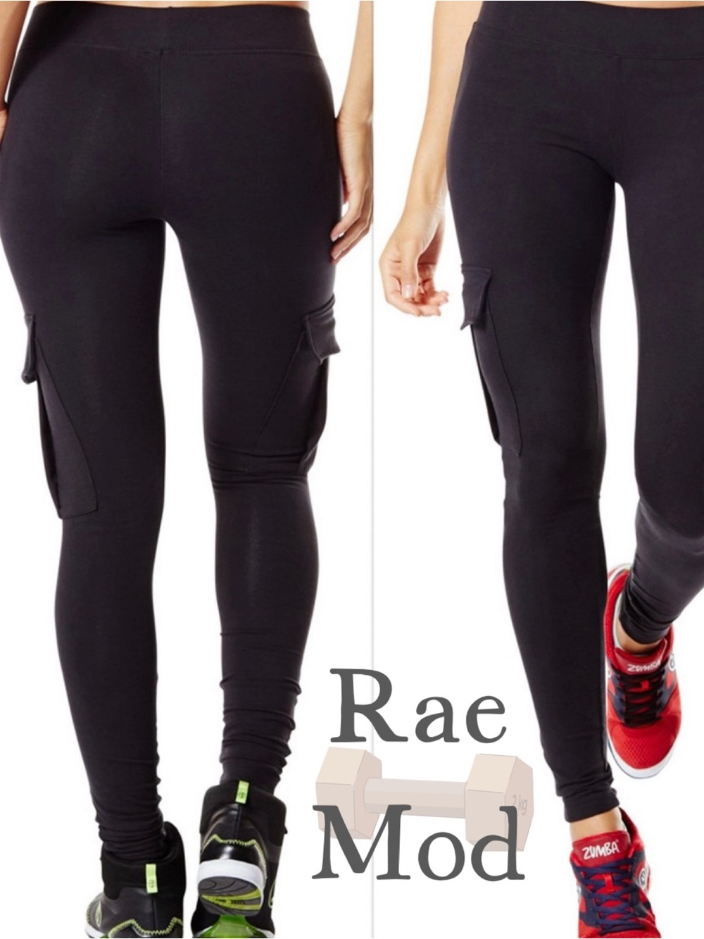 Rae Mode Black Cargo Leggings Buttery Soft Size Large Athleisure